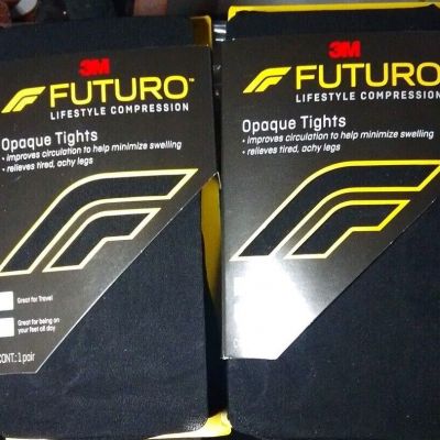 2 pair BRAND NEW 3M FUTURO Pattern Tights Black Large Moderate Compression