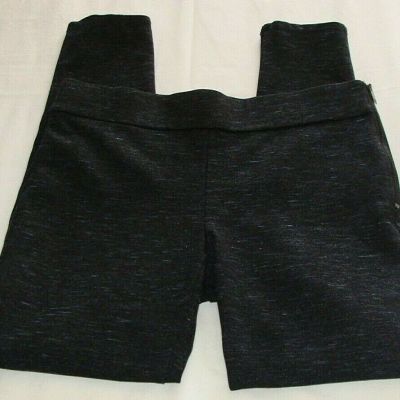 ANN TAYLOR Charcoal Gray & Aqua Space Dye PONTE Knit LEGGING Sz 2 (25.5 In)