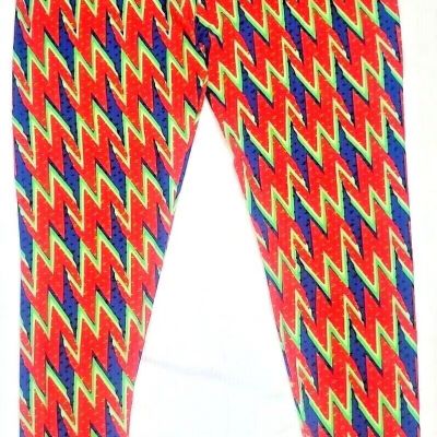 LuLaRoe TC Womens Tall & Curvy Leggings Butte Soft Blue Green Red Bright 12-18