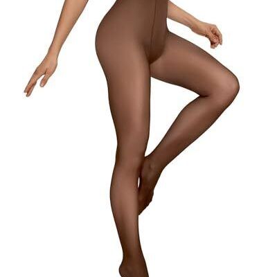 Fleece Lined Tights for Women Thermal Small-Medium Coffee Sheer 80g-No Fleece