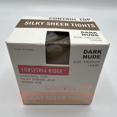 Forsythia Ridge Women's Dark Nude  Silky-Sheer Control Top Tights Sz: Med NIP