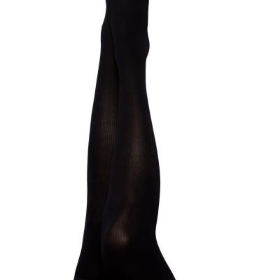 Kix'ies Stockings Hosiery Dana Lynn Ribbed Thigh High Black