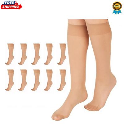 L'eggs Everyday Women's Nylon Knee Highs Reinforced Toe Nude 1 10-pack