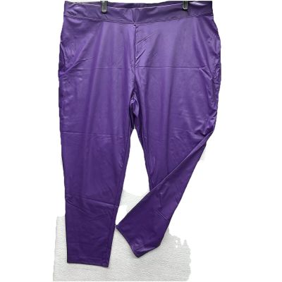 Ashley Stewart NWT Size 30/32 Purple Faux Leather Pull-On Moto Style Leggings