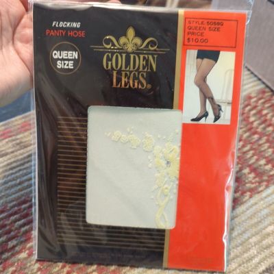 New Sexy Golden LEGS White QUEEN Flocking STOCKINGS PANTYHOSE nylon HOSIERY