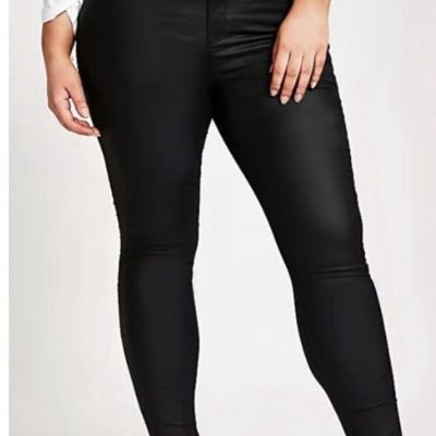 NWT River Island Black Coated Molly Jeggings - PLUS Size 28