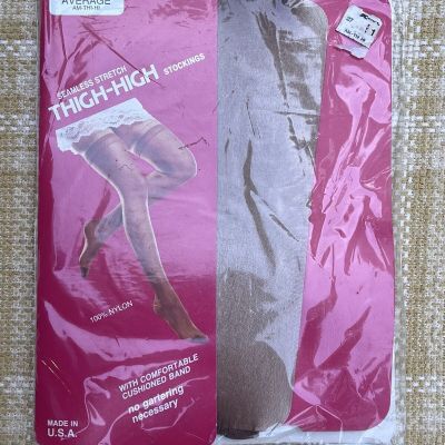 Vintage K-Mart Seamless Stretch Thigh-High Stockings Size Average Mist Tone