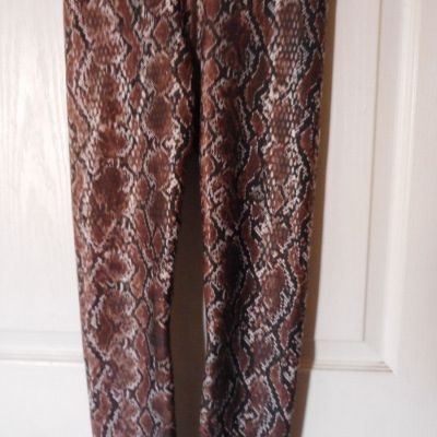 Carbon38 XXS Reptile Snake Print 7/8 Shiny Brown Leggings