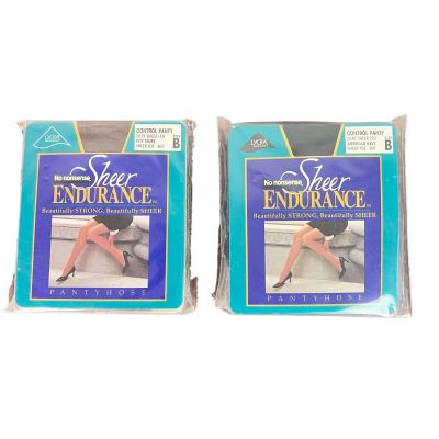 Lot Of 2 No Nonsense Sheer Endurance Control Top Pantyhose  Sz B 1 Taupe 1 Navy