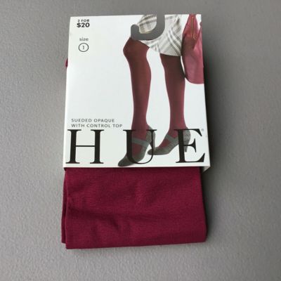 NWT Women's Hue Sueded Opaque Tights w/ Control Top Size 1 Rhubarb #716G