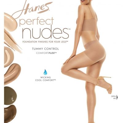 Hanes Tummy Control Girl Short Hosiery Perfect Nudes Run Resistant Pantyhose