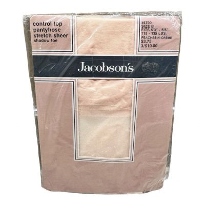 Vintage Jacobson’s Control Top Pantyhose Stretch sheer Size B Peaches N Cream