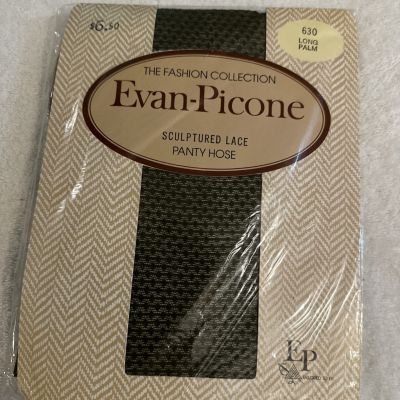 Evan Picone Sculptured Lace Panty Hose Size Long Palm Black