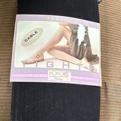 Honors Fashion Cable Black  Hosiery Tights Size C/D Nylon Spandex  Machine Wash