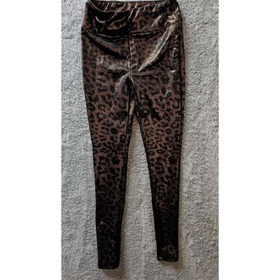 LuLaRoe Luxe Black and Copper Gold Metallic Leggings Leopard Print XS