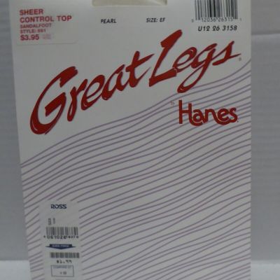 Great Legs by Hanes Sheer Sandalfoot Control Top Pantyhose Pearl size AB