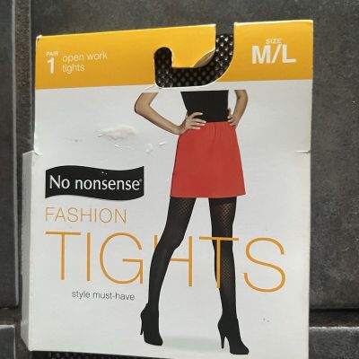 No Nonsense Fashion Tights open work, tights Black 1 Pair M/L Control Top New