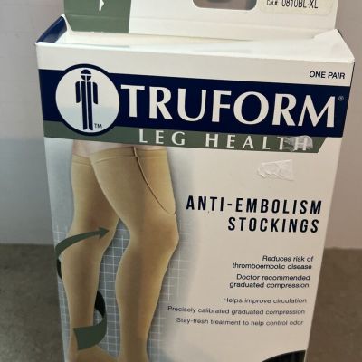 Truform Leg Health Unisex Thigh High Open Toe Stockings Black XL NEW