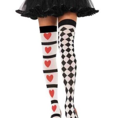 Leg Avenue 6315 Harlequin and Heart Thigh High Stockings