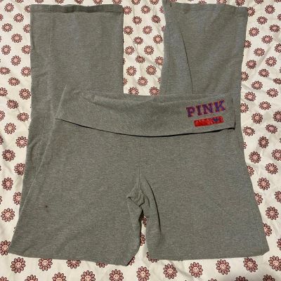 Victoria’s Secret PINK Kansas University KU Foldover Flare Leggings L