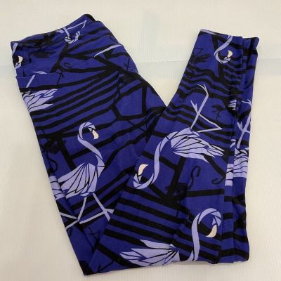 LuLaRoe Tall & Curvy TC Leggings Purple Flamingo Rare HTF