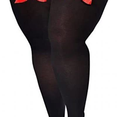 Women Plus Size Bow Thigh Highs Stockings Opaque Over the One Size Plus Black