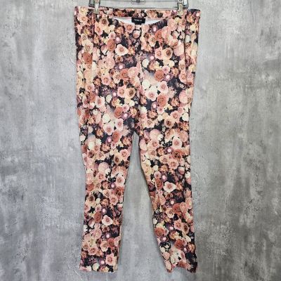 Torrid Plus 3X Womens Pink Rose Floral Leggings Slim Fit Cropped Casual