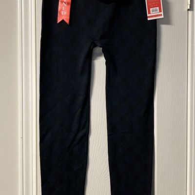 Maze Collection Fleece Lined Blue & Black Pattern Leggings Size 1X/2X