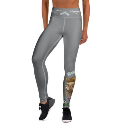 Messi Sliding #9003 Gray Yoga Leggings by JunoArtnDesign