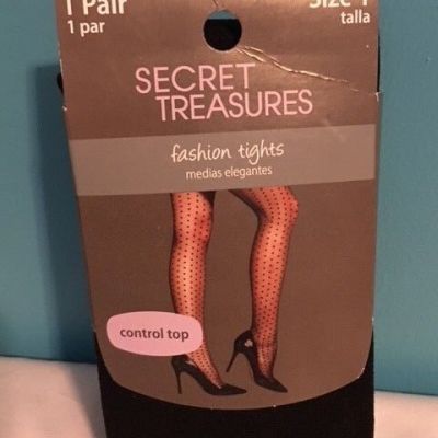 Secret Treasures Fashion Tights Control Top Nylon/Spandex Sizes 1 BLACK NEW!