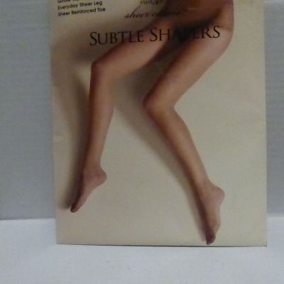 East 5th Sheer Caress Subtle Shapers Girdle Top Pantyhose Short Off Black