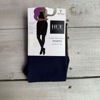 Hue Studio Women's  Cover Me Opaque Control Top Tights - BlackBerry Size 1