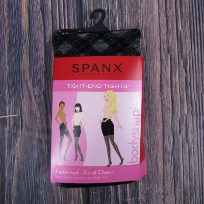 Spanx New Tight End Tights Patterned Floral Check Shaping Black 2448 Size C