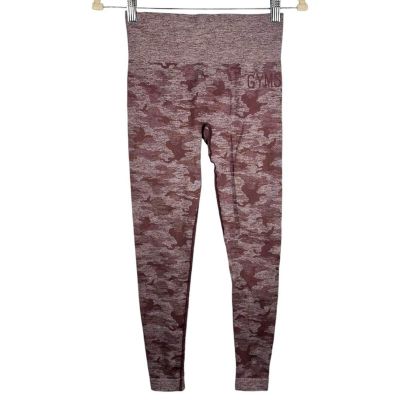 Gymshark Adapt Camo Seamlesss Leggings Women's Medium Maroon Workout Training