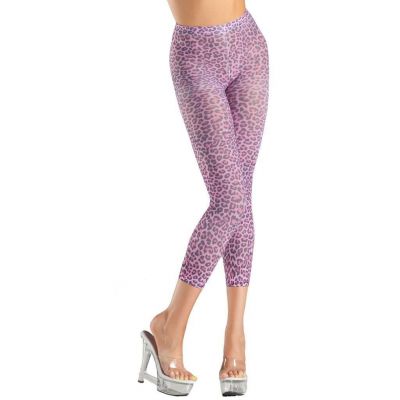 Pink Leopard Print Footless Tights Pantyhose Animal Costume Hosiery BW713