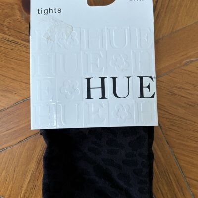 Hue Tights Control Top Size S/M Black On Black Leopard 120-170 Lbs