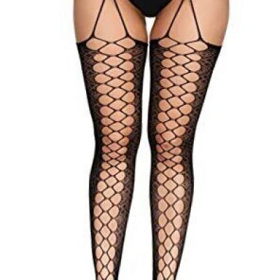 Womens Suspender Pantyhose High Waist Fishnet Tights Fishnet One Size Black-b23