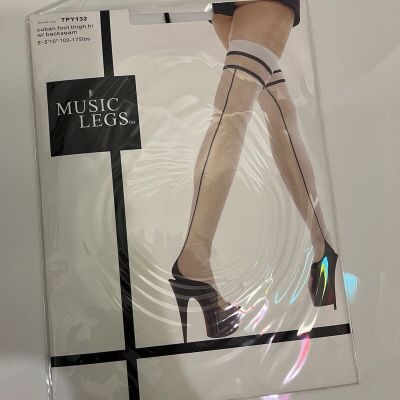 Music Legs TPY132 Cuban Foot Thigh High Stockings With Backseam NEW