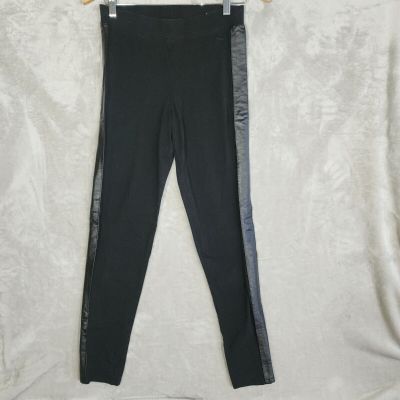 Pink Victoria Secret Leggings Women's Medium Black with Shiny Black Stripe