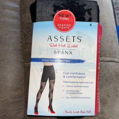 Assets Red Hot Label By Spanx Shaping Tights Floral Size 4 Very Black