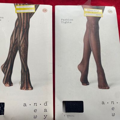 A NEW DAY BEAUTIFUL SEXY ELEGANT WOMEN FASHION TIGHTS LOT 2 EBONY BLACK SIZE 1X