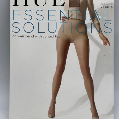 HUE Essential Solutions No Waistband Control Top Size 3 Natural Nylons 5973N