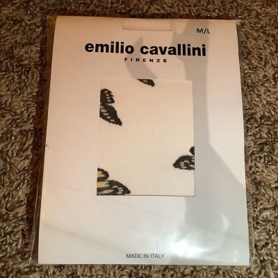 Emilio Cavallini firenze butterflies all over tights, color white, size: M/L