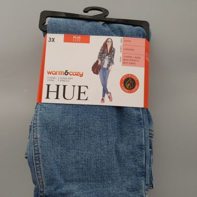 HUE Warm & Cozy Flannel Lined Denim Jean Leggings Soft & Stretch Size 3X 24W 26W