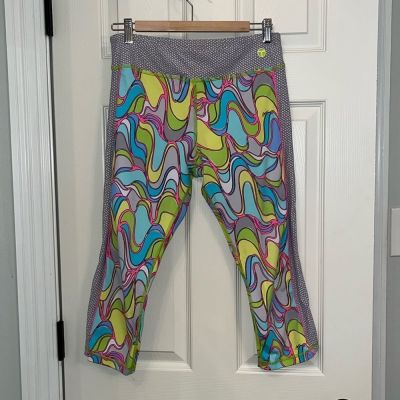 Trina Turk Cropped Capris Size Large Psychedelic Retro Colorful Tights Workout