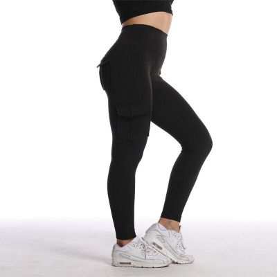 Women Yoga Pants Pockets Leggings Ladies Running Plain High Waist Jeggings Solid