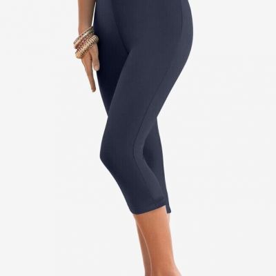 ROAMANS Navy Blue Stretch Knit Capri Leggings - Women's Plus Size 14/16 M - New!