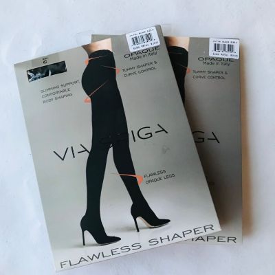 Via Spiga Flawless Opaque Legs Shaper Slimming Support Comfortable Black Size C