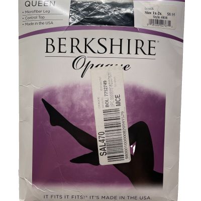 Berkshire Opaque Microfiber Control Top Tights 4808 Black 1x-2x NOS