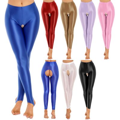 US Women Underwear Glossy Pantyhose Shiny Tight Pants Long Sleepy-hose Lingeries